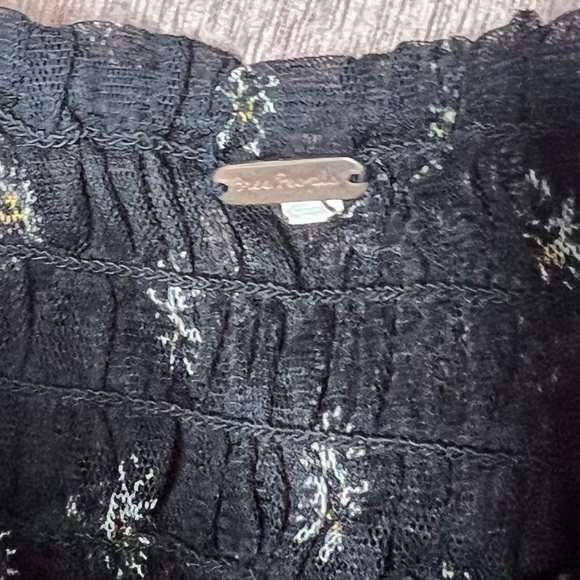 Free People Whimsygoth Sheer Babydoll Top Black Floral Mesh Cropped Y2K Small - Picture 4 of 4